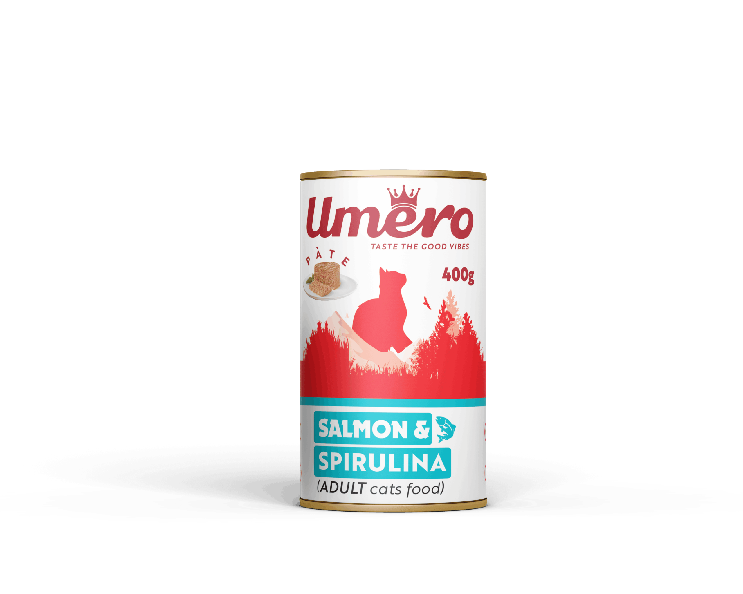 کنسرو گربه بالغ طعم سالمن و میوه جات و اسپیرولینا 400گرم