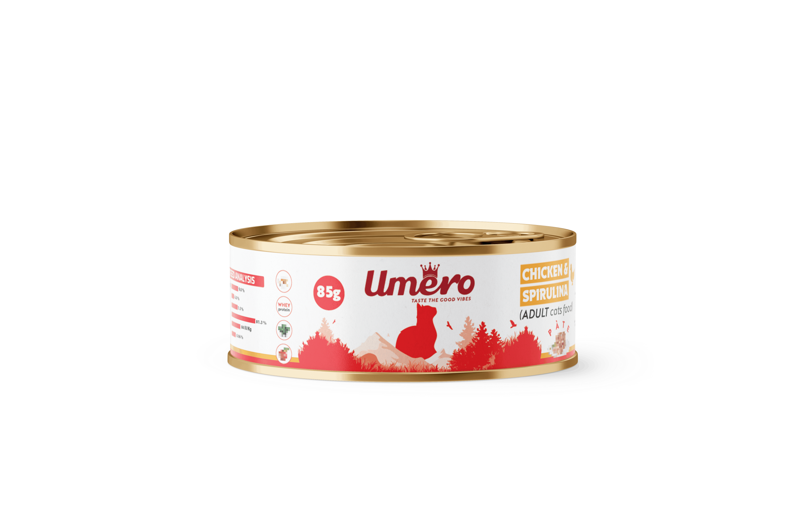 کنسرو گربه با طعم گوشت مرغ و میوه جات و اسپرولینا 85